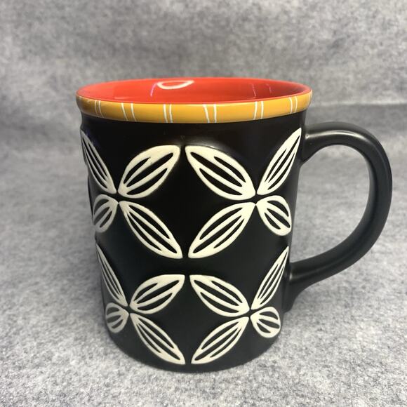 Starbucks Hawaiian Tiki Flowers Coffee Cup, 2008, Bone China, Black Red, Island - Picture 1 of 8
